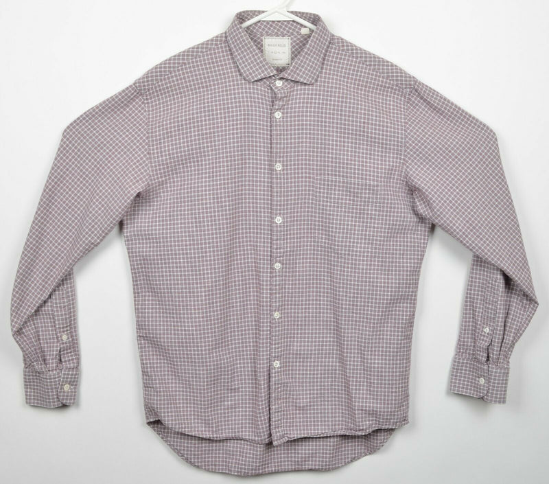 Billy Reid Men's Large Standard Cut Red Check Cutaway Button-Front Shirt