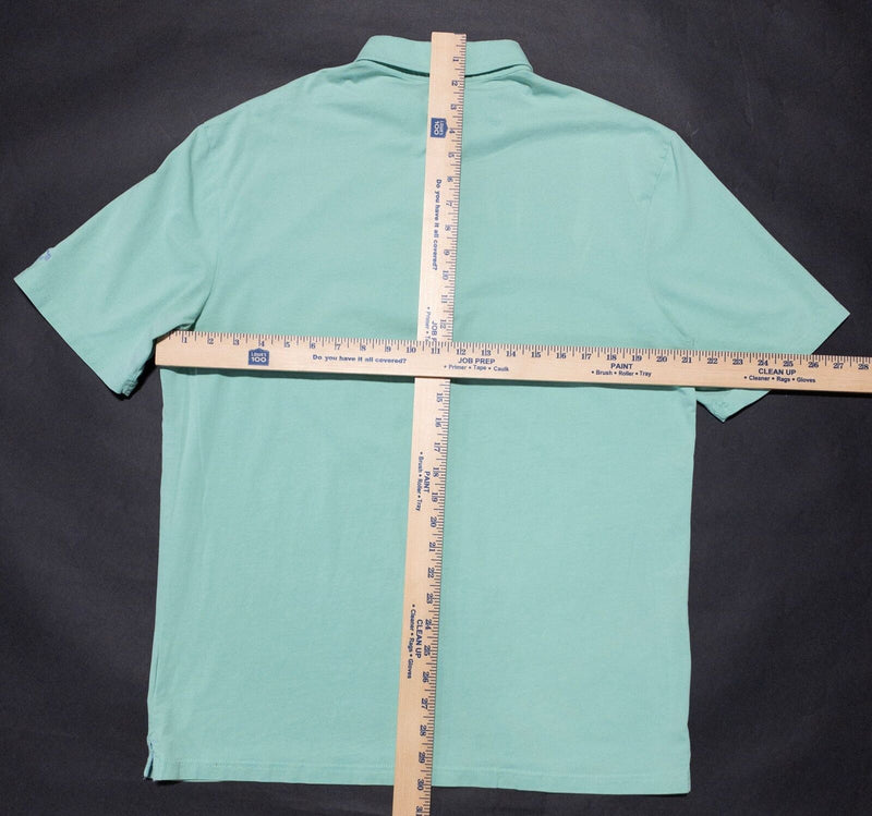 johnnie-O Hanging Out Polo Shirt Men's Medium Solid Green Pocket Surfer Logo