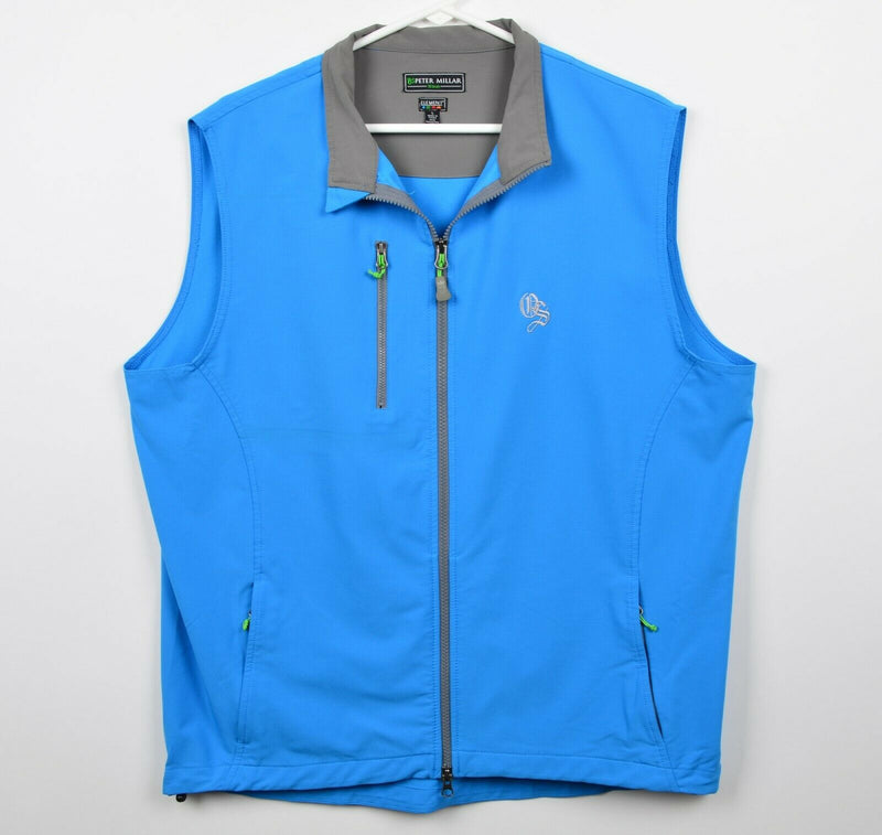 Peter Millar Wind Men's Sz Large Element E4 Blue Zip Pockets Full Zip Golf Vest