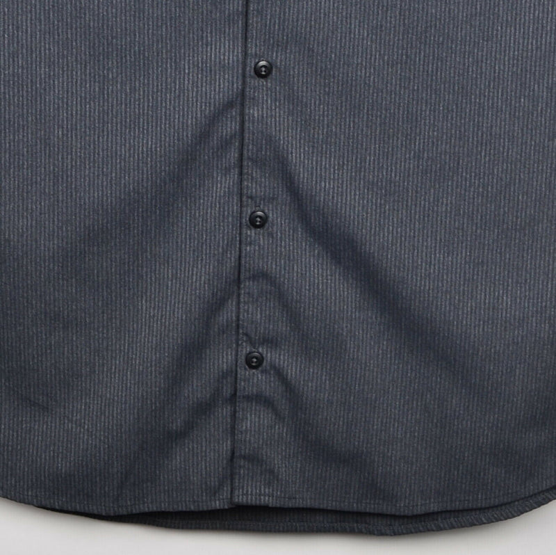 Lululemon Men's Sz XL/2XL? Gray Striped Button-Front Stretch Athleisure Shirt