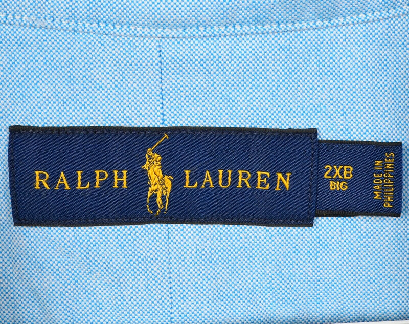 Polo Ralph Lauren Men's 2XB (2XL Big) Blue Short Sleeve Oxford Button-Down Shirt