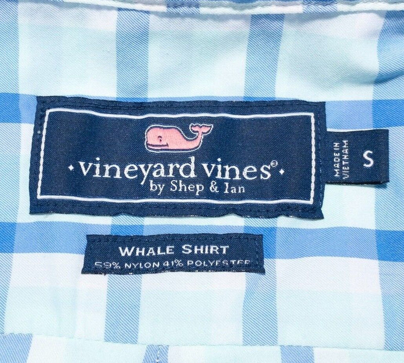 Vineyard Vines Whale Shirt Small Men Nylon Wicking Long Sleeve Plaid Performance