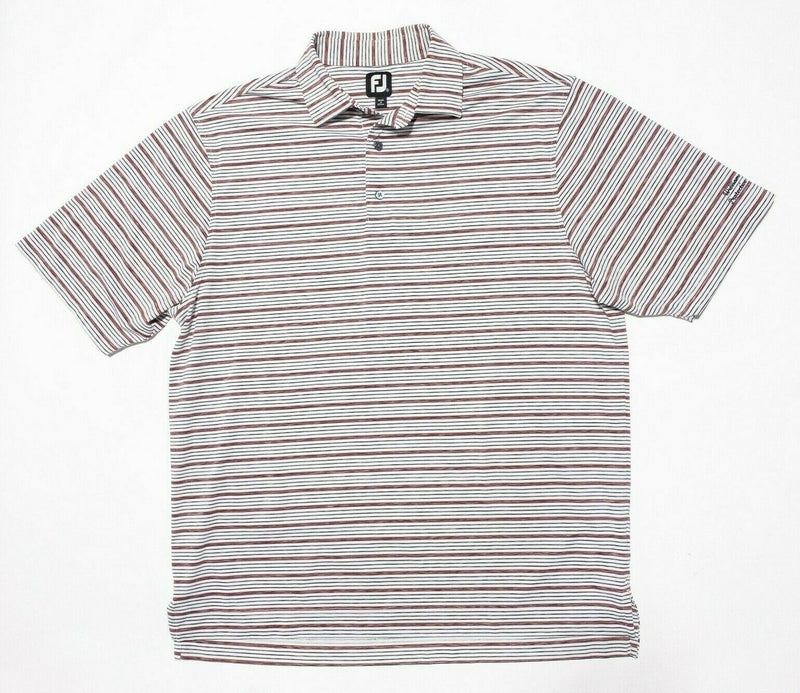 FootJoy Golf Shirt XL Men's Polo White Gray Red Striped Wicking Stretch