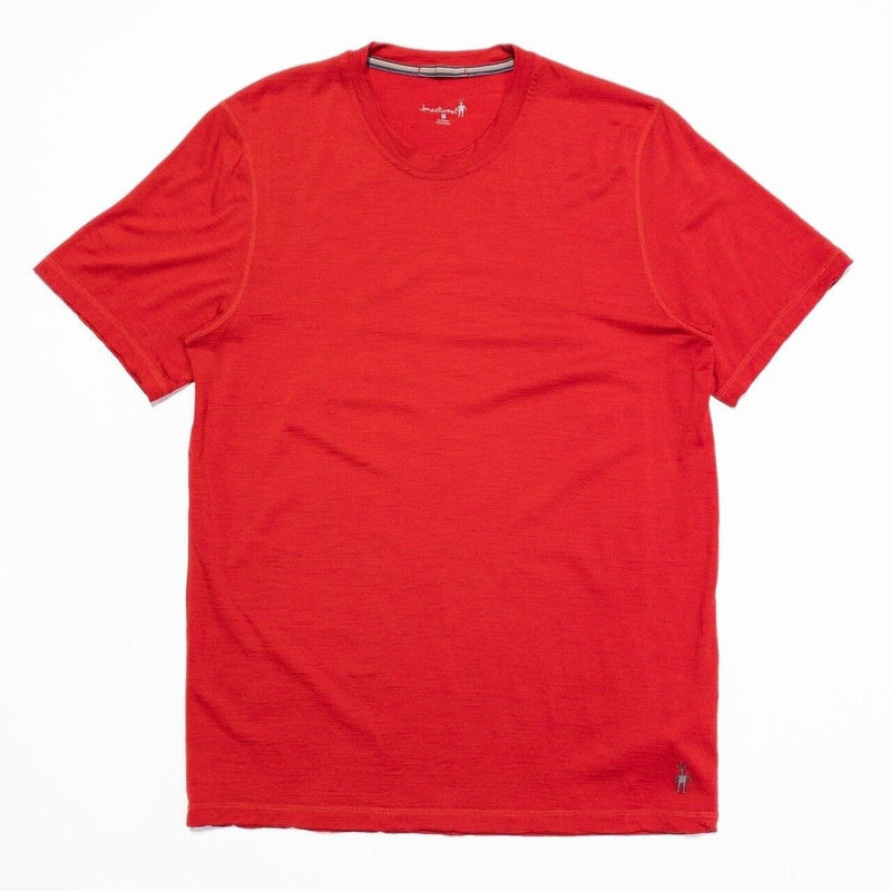 SmartWool T-Shirt Men's Medium Merino Wool Solid Red Crew Short Sleeve Hiking