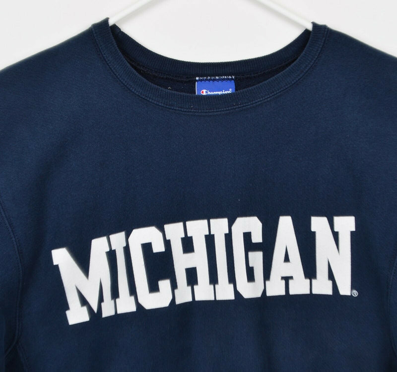 Vintage 90s Champion Men's Small Reverse Weave Michigan Navy Blue Sweatshirt