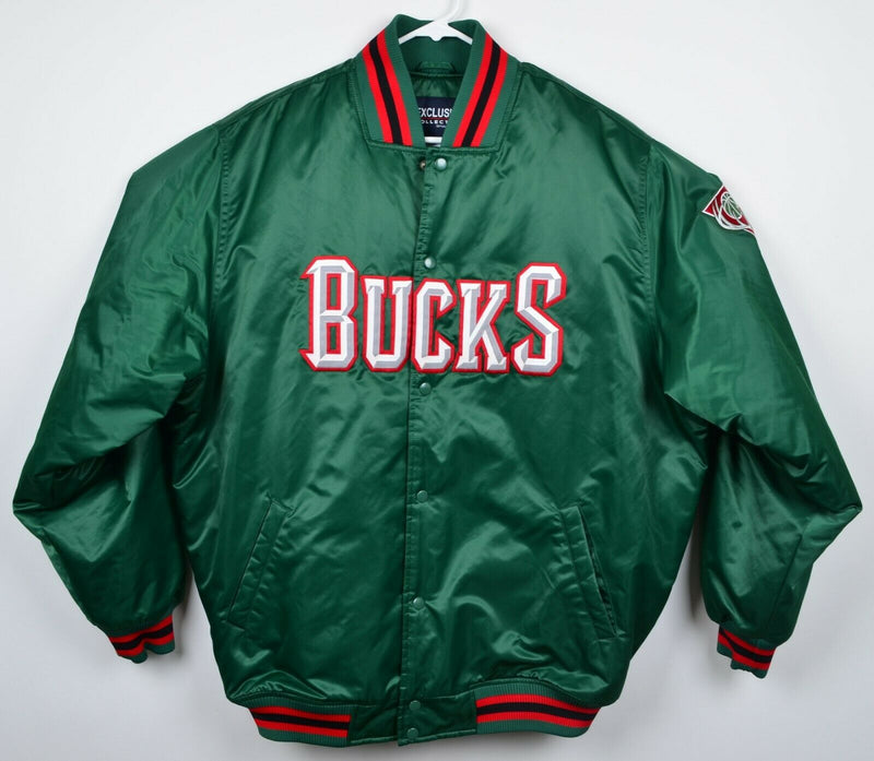 Milwaukee Bucks Men's Sz XL Snap-Front Green Satin Style NBA Warm-Up Jacket