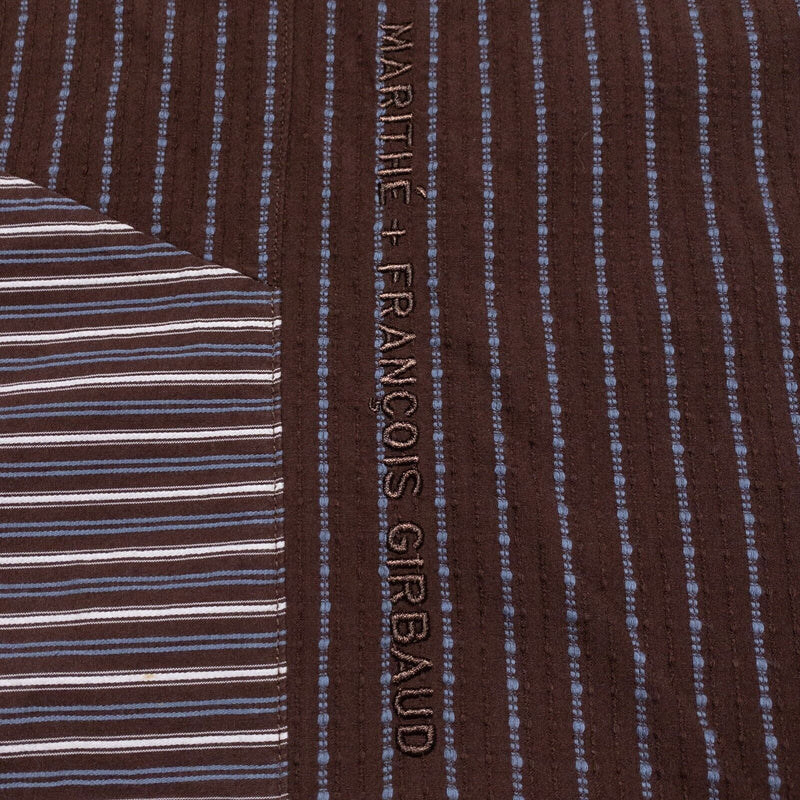 Marithe Francois Girbaud Shirt Men's 4XL Long Sleeve Colorblock Stripe Brown 90s