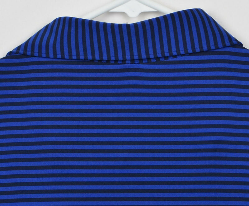 Peter Millar Men's Sz Large Summer Comfort Blue Navy Striped Golf Polo Shirt