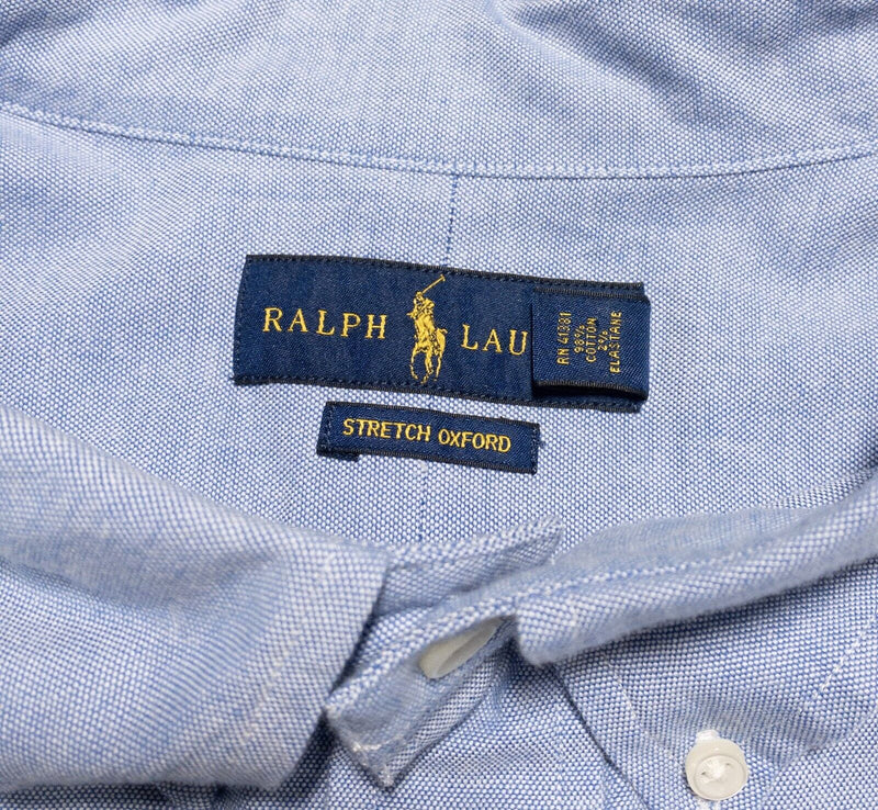 Polo Ralph Lauren 3XB Men's Long Sleeve Shirt Stretch Oxford Blue Button-Down