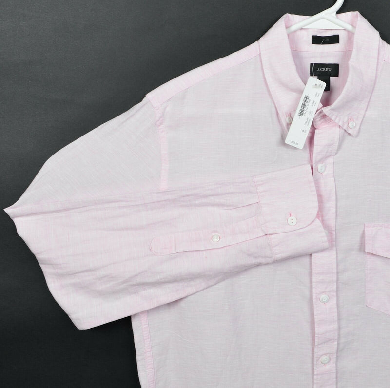 J. Crew Men's Medium Slim Light Pink Linen Cotton Blend Button-Down Shirt