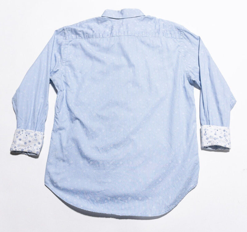 Robert Graham Shirt XL Men's Flip Cuff Polka Dot Blue White Long Sleeve Party