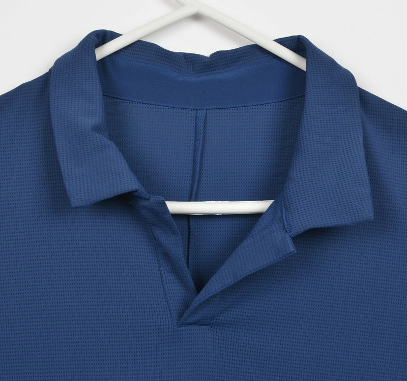 Lululemon Men's Sz Large? Solid Blue Mesh Athleisure Polo Shirt
