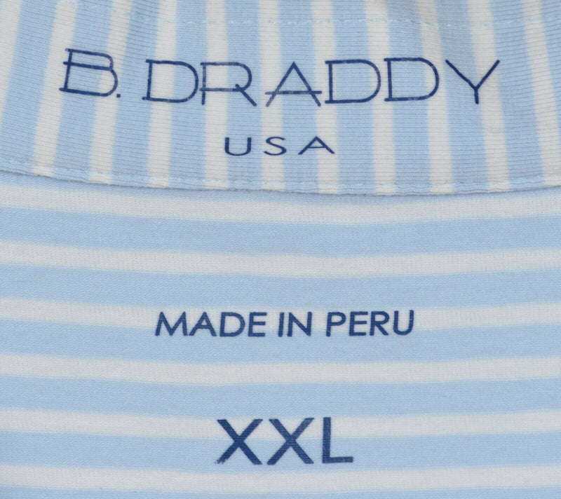 B. Draddy Men's 2XL Blue White Striped Pima Cotton Spandex Pocket Polo Shirt