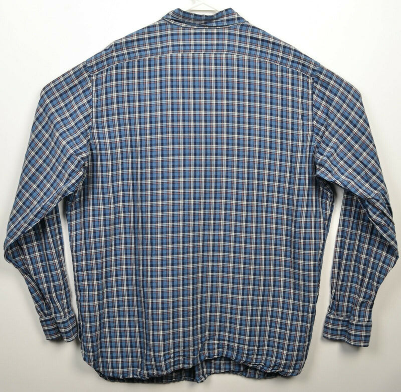 Polo Ralph Lauren Men's XL Linen Cotton Blend Blue Plaid Button-Front Shirt