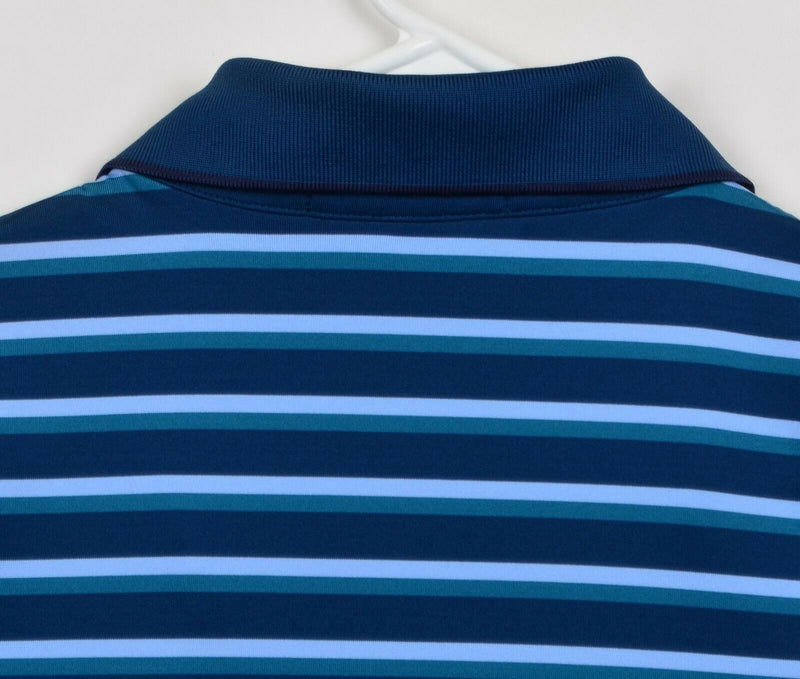 Greyson Men's Sz Medium Blue Green Striped Golf Polo Shirt Tiburon Naples