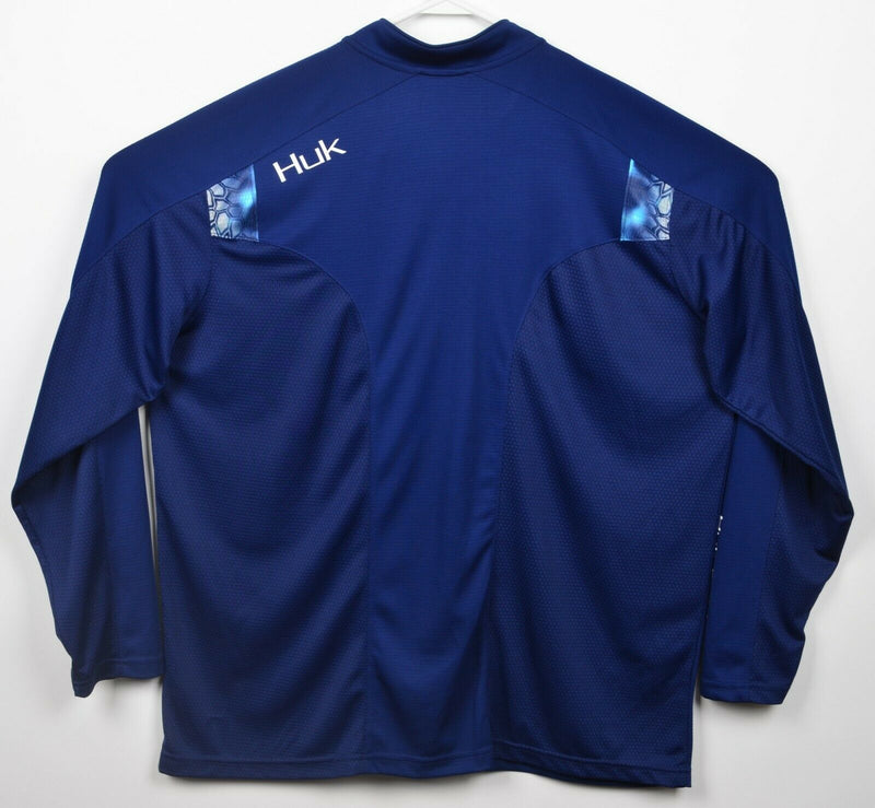 HUK Performance Men's XL Fishing Navy Blue Ocean Scales 1/4 Zip Activewear Top