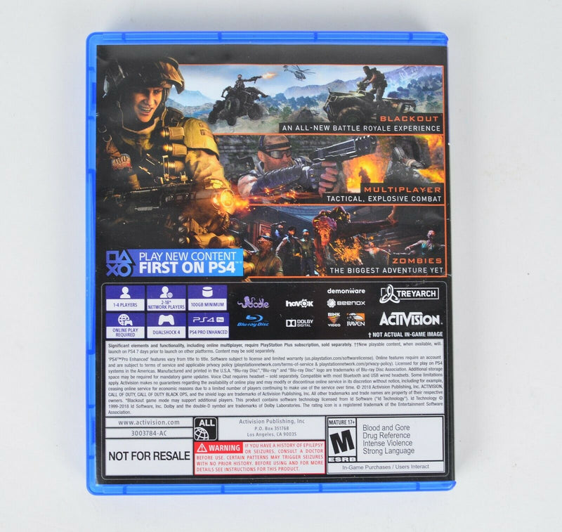 Call Of Duty Black Ops 4 IIII (Sony PlayStation 4, 2018) PS4