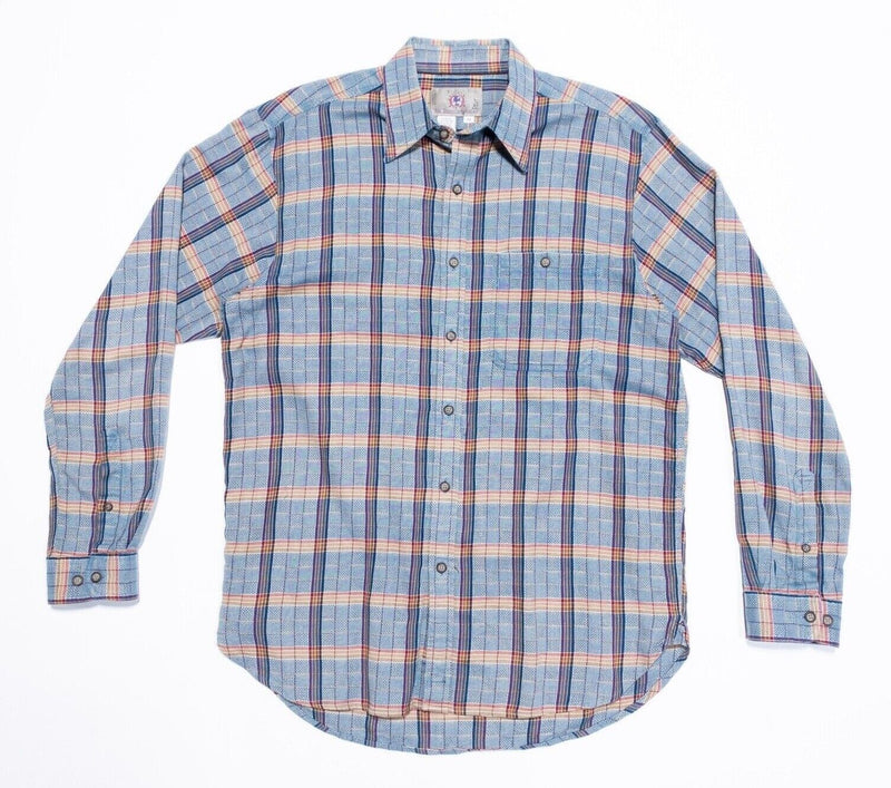 Territory Ahead Woven Shirt Medium Men's Blue Plaid Vintage 90s Long Sleeve