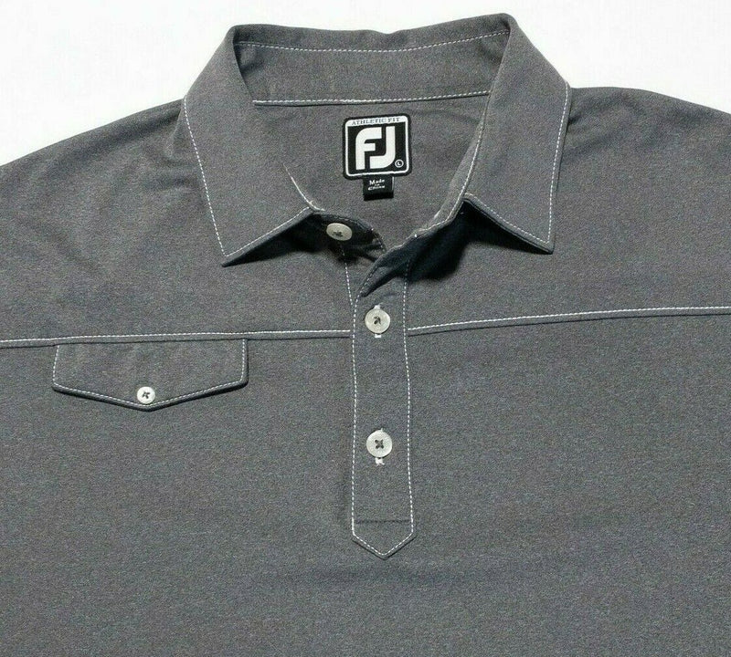 FootJoy Golf Shirt Large Athletic Fit Men's Polo Pocket Gray Wicking Stretch