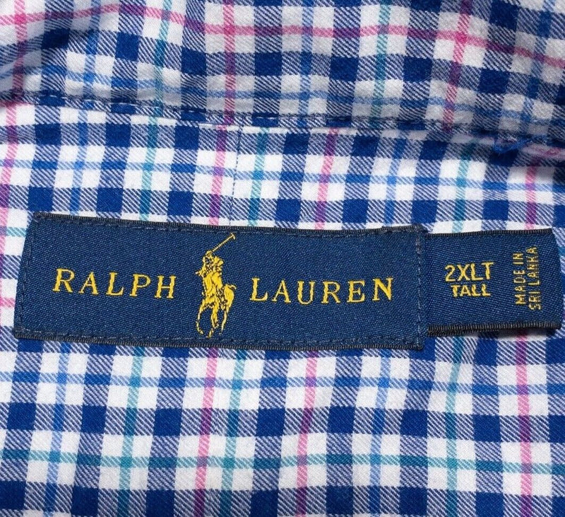 Polo Ralph Lauren 2XLT Long Sleeve Men's Shirt Blue Pink Check Big & Tall Button