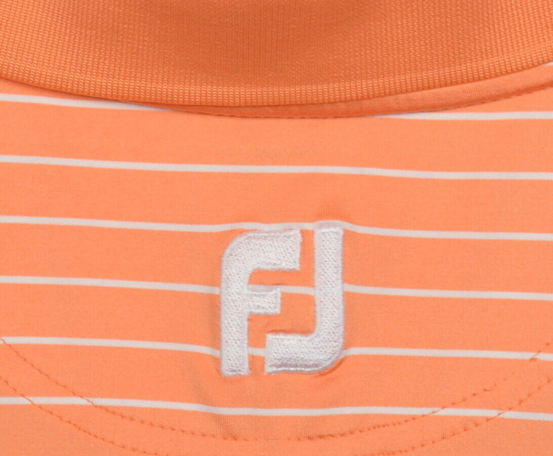 FootJoy Men's Medium Orange Striped FJ Golf Wicking Performance Polo Shirt