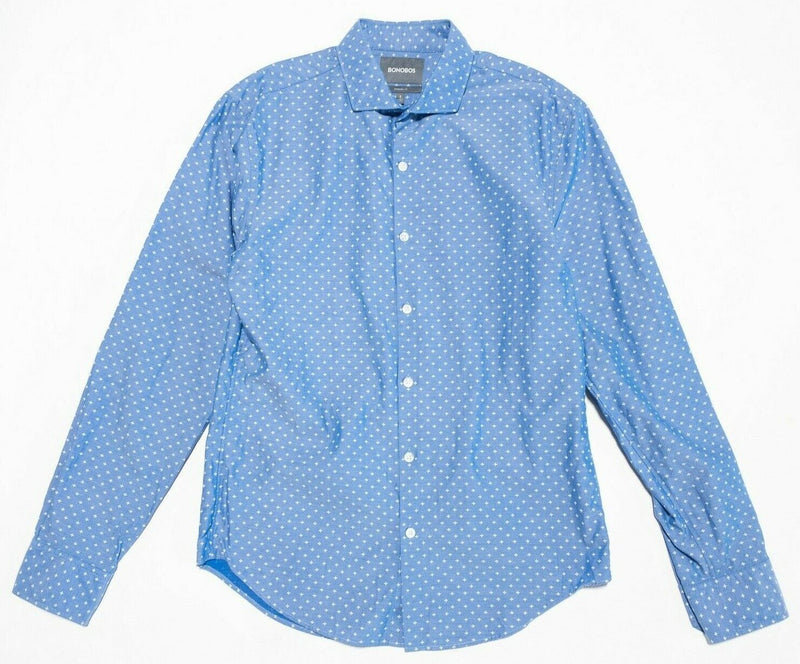 Bonobos Polka Dot Shirt Men's Small Standard Fit Button-Front Blue Star