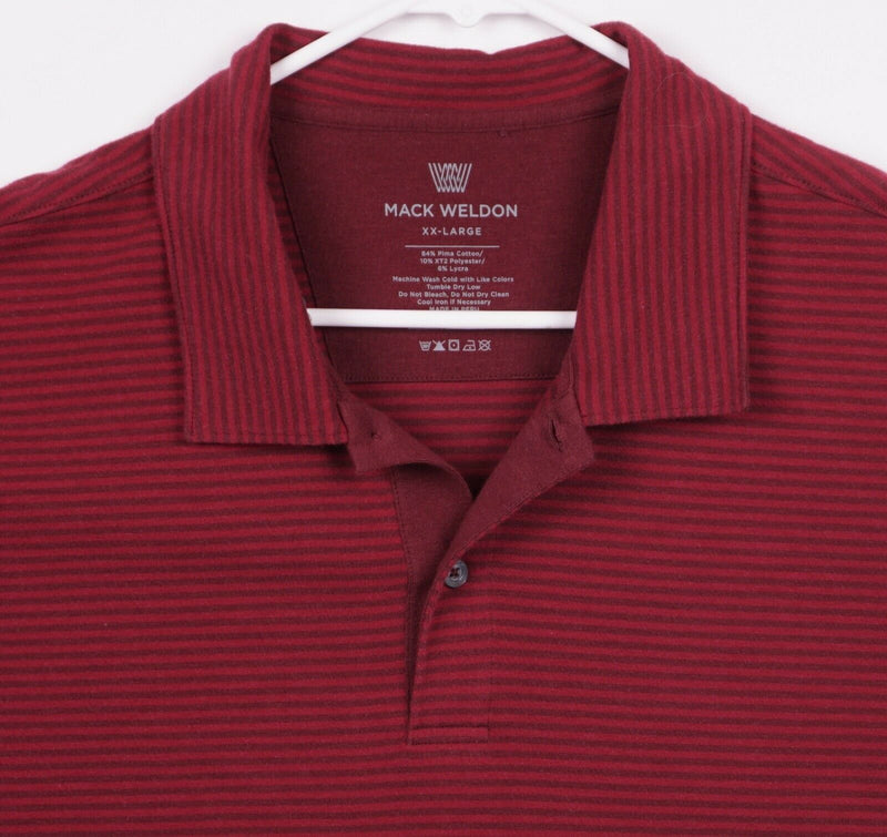 Mack Weldon Men's 2XL Red Striped Pima Cotton Poly Blend Athleisure Polo Shirt