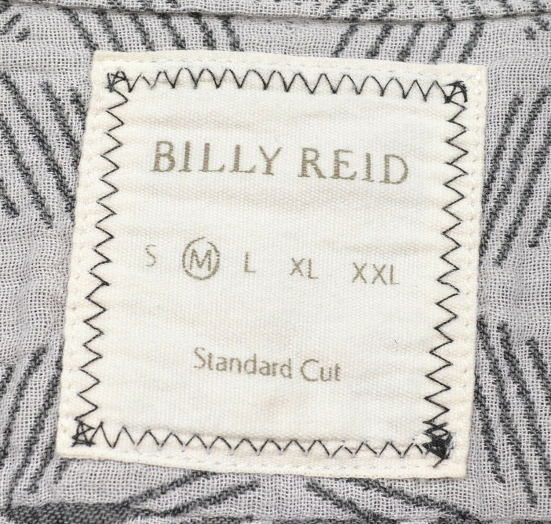 Billy Reid Men's Sz Medium Standard Cut Gray Geometric Short Sleeve Shirt