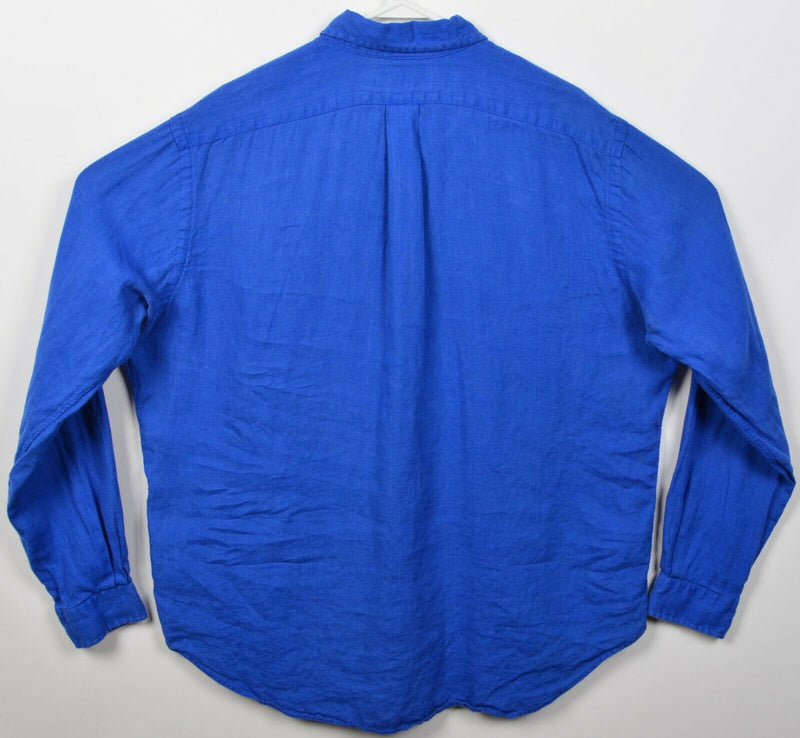 Polo Ralph Lauren Men's XL Classic Fit 100% Linen Solid Blue Long Sleeve Shirt