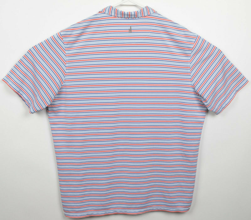 Johnnie-O Men's XL Blue Red Striped Wicking Prep-Formance Golf Polo Shirt