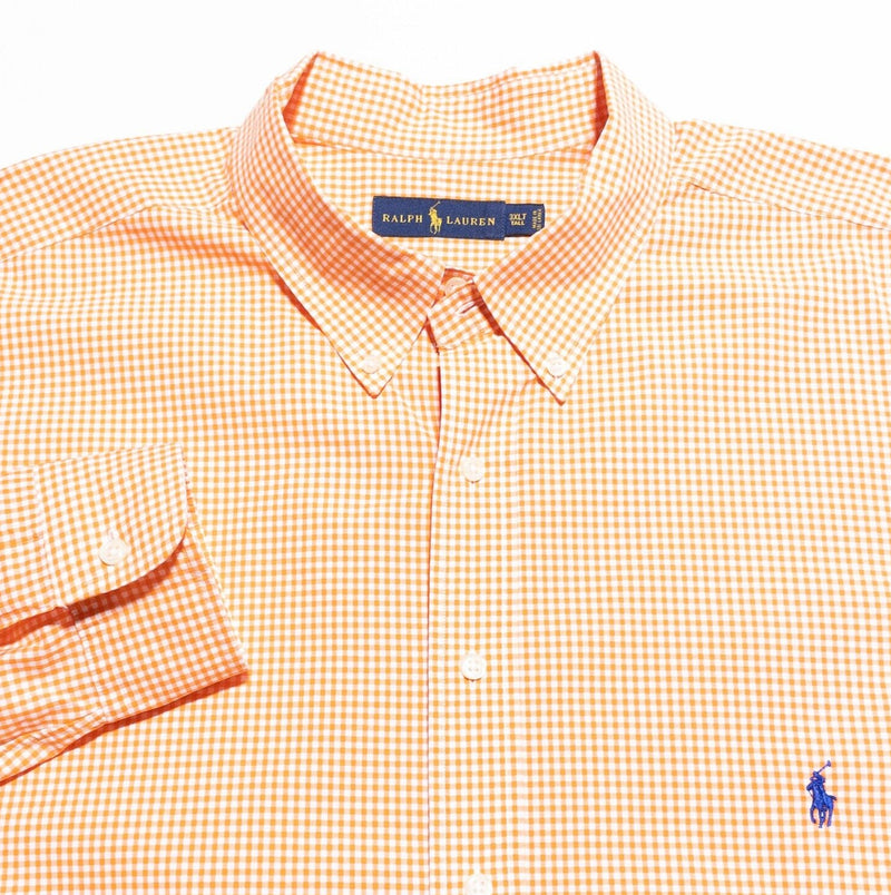 Polo Ralph Lauren Shirt Men's 3XLT Tall Long Sleeve Button-Down Orange Check