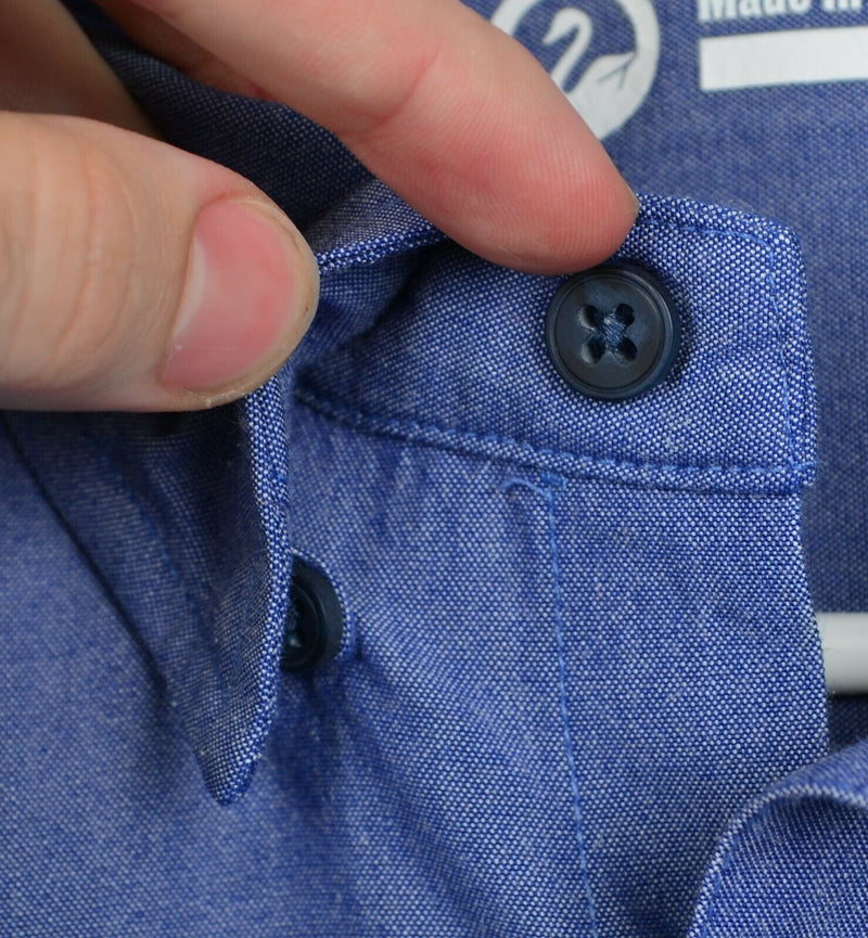 Outlier NYC Men's XL Merino Wool Blend Blue Long Sleeve Button-Front USA Shirt