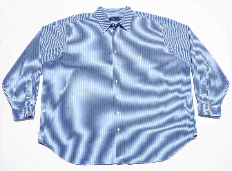 Polo Ralph Lauren Shirt Men's 3XB Big Button-Down Blue White Striped 3XL Big