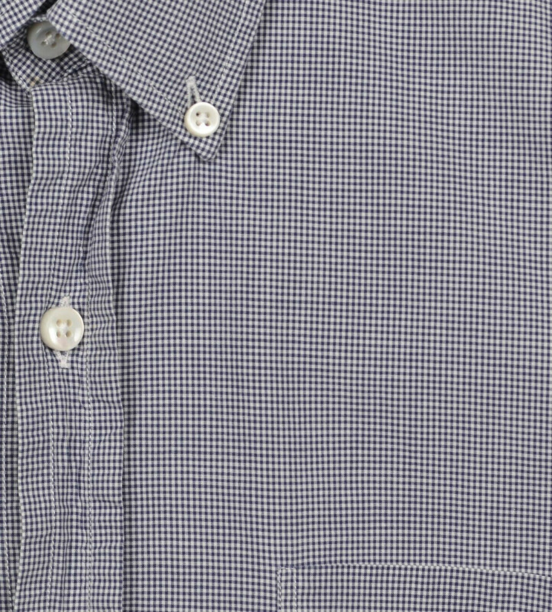 Ralph Lauren Purple Label Men's Small Navy Blue Check Italy Button-Down Shirt