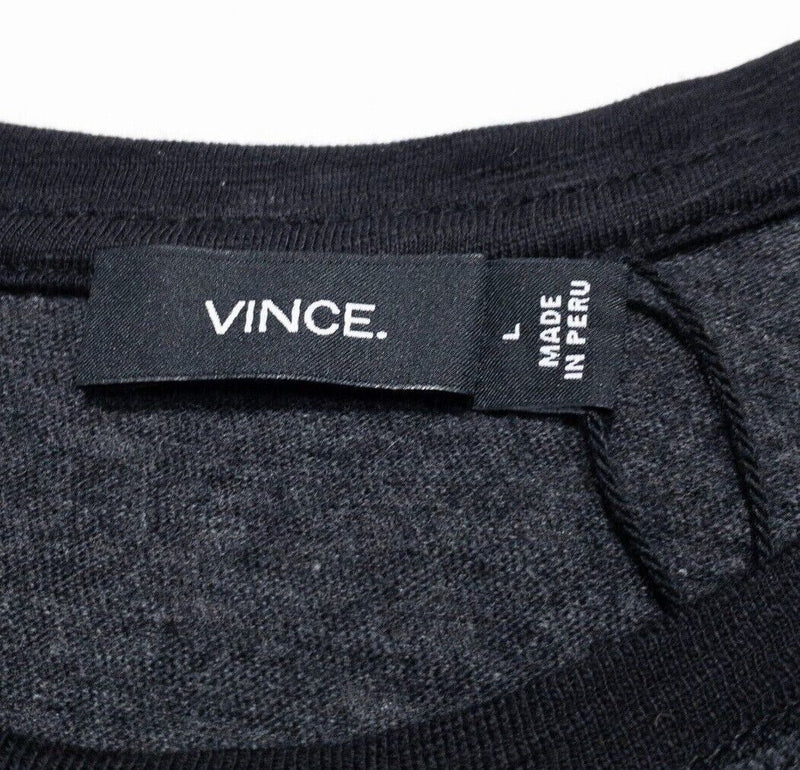 Vince T-Shirt Large Men's Long Sleeve Two Tone Gray Black Raglan Modern