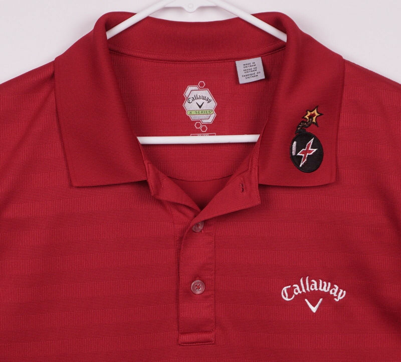 Callaway XHOT Men's Sz 2XL Tour Issue Bomb Logo Collar Red Golf Polo Shirt