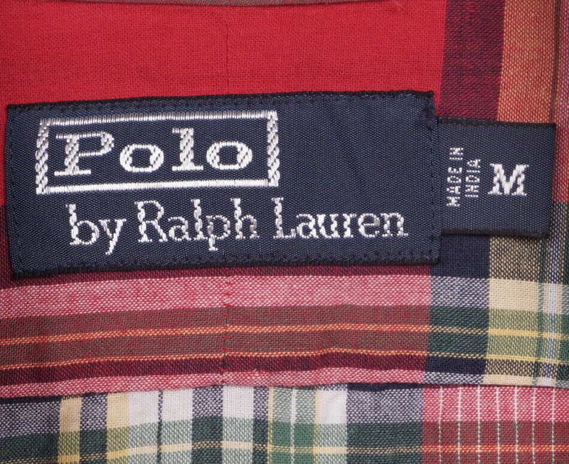 Polo Ralph Lauren Men's Medium Red Plaid Long Sleeve Military Safari Shirt