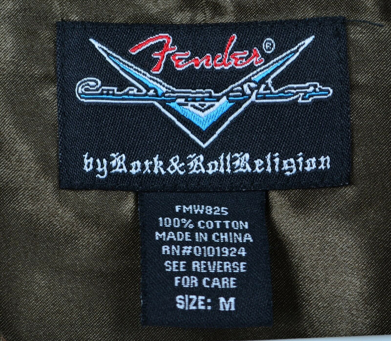 Fender Men's Medium Rock & Roll Religion Flip Cuff Back Embroidered Rock Shirt