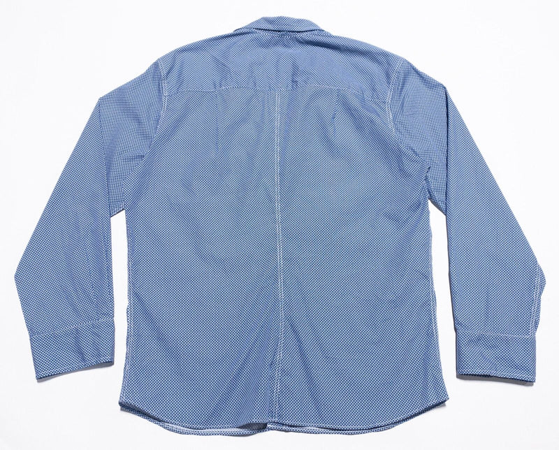 Frank & Eileen Barry Shirt Womens XL Fish Pattern Blue Long Sleeve Button-Up USA