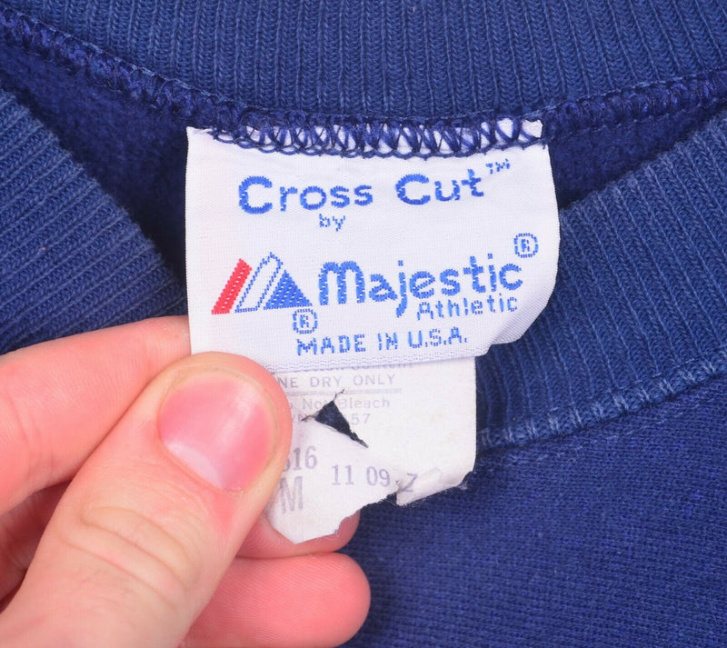 Vtg 80s Connecticut Sweatshirt Majestic Cross Cut Reverse Weave Blue Sweatshirt