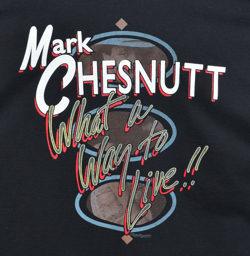 Vintage 90s Mark Chesnutt Men's XL What a Way to Live Country Music Tour T-Shirt