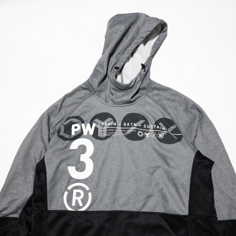 Reebok CrossFit Hoodie Men's Medium PW3 Pullover Gray Black Train Gain Sustain