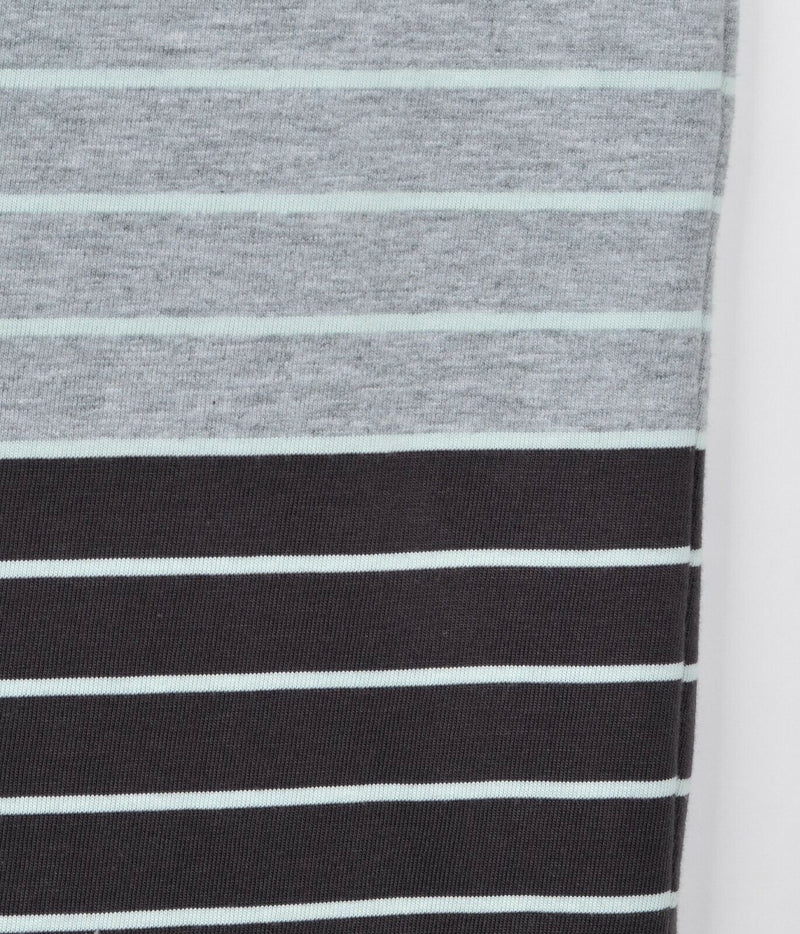 Linksoul Men's Sz Medium Gray Black Striped ColorBlock Golf Polo Shirt