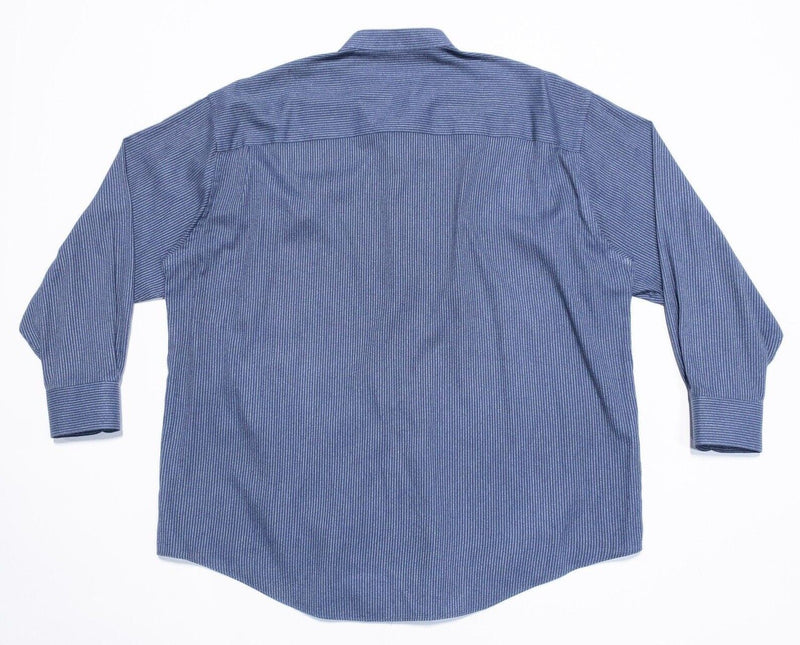 Yves Saint Laurent Shirt XL Men's Band Collar Vintage Blue Striped 17/32-33 YSL