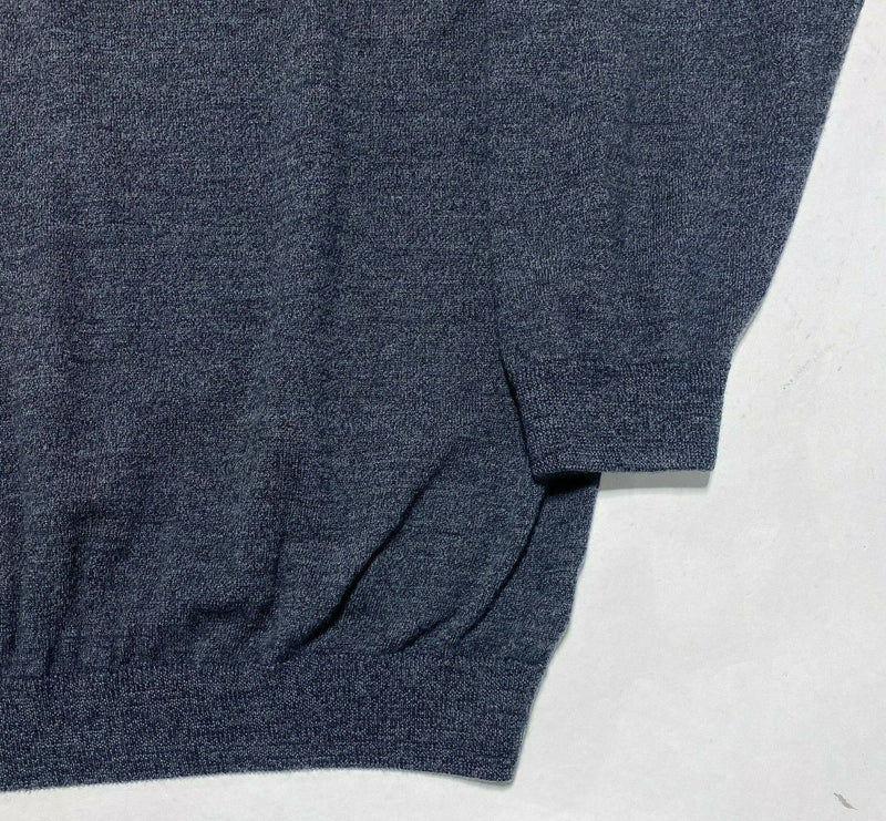 Brooks Brothers Saxxon Wool Men's 3XL Solid Blue 1/4 Zip Pullover Knit Sweater