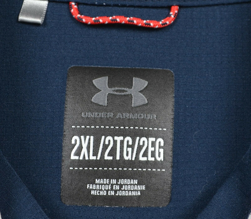 Under Armour Men's 2XL Navy Blue Gingham Check Flip Cuff Wicking Shirt