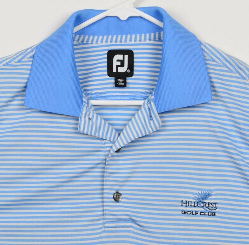 FootJoy Men's Sz Medium Blue White Striped FJ Performance Golf Polo Shirt