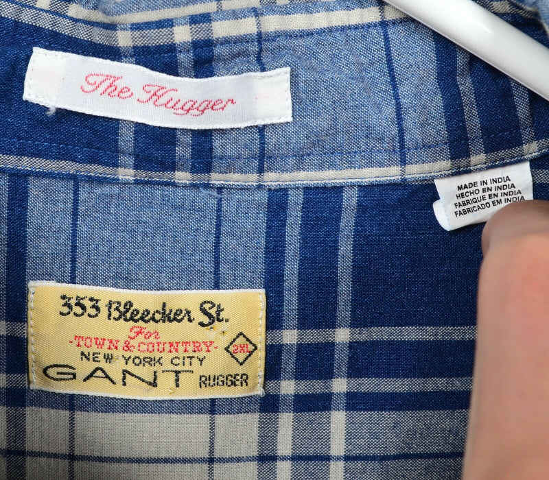 GANT Rugger Men's 2XL "The Hugger" Blue Plaid Button-Down Shirt