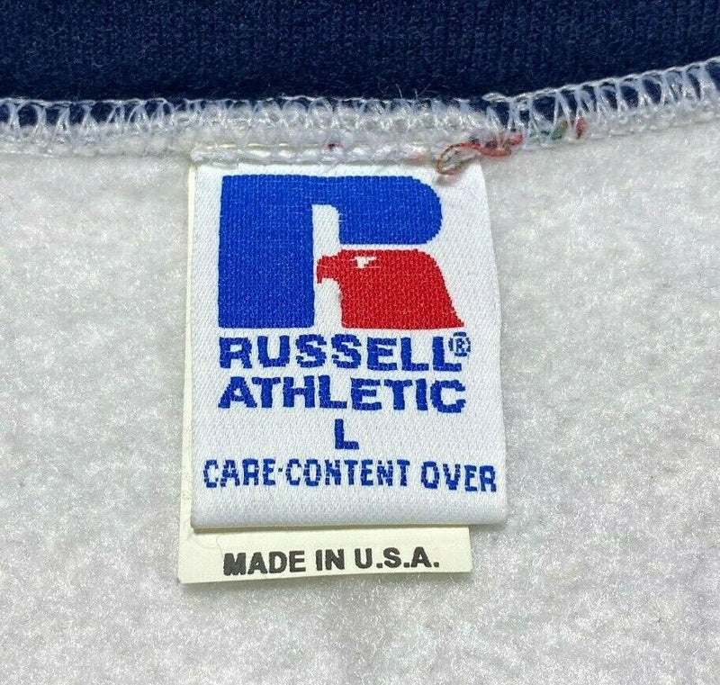 Russell Athletic Vintage 90s Colorblock Gray Blue 1/4 Zip Sweatshirt Men's Large