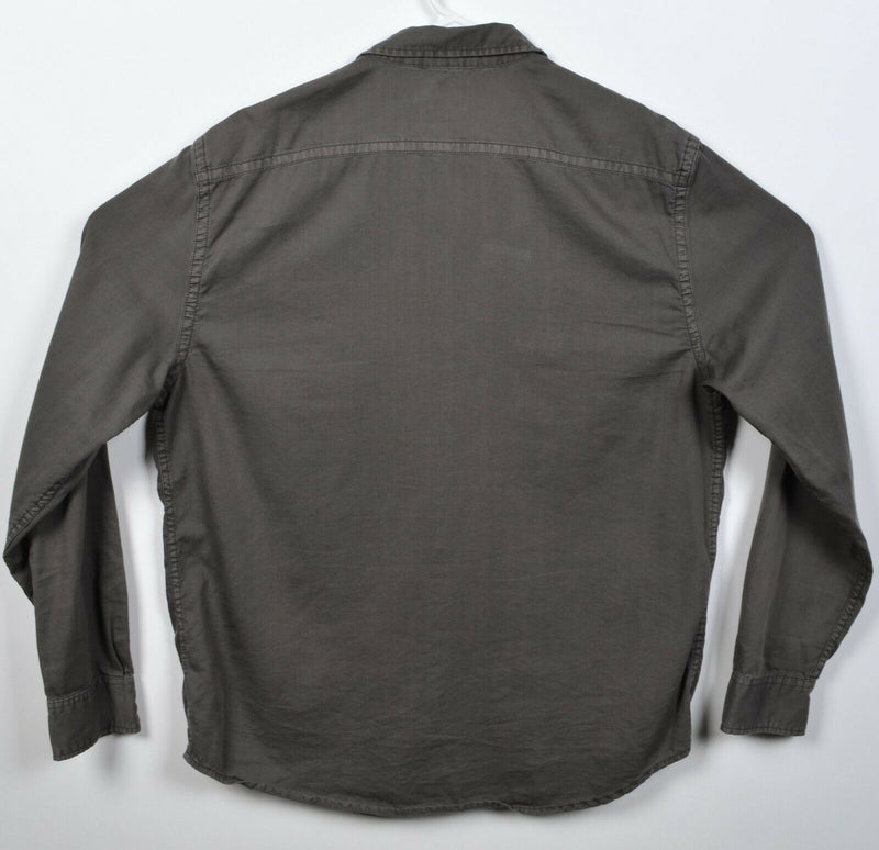 Faherty Brand Men's XL Olive Green/Brown Cotton Tencel Blend Button-Front Shirt
